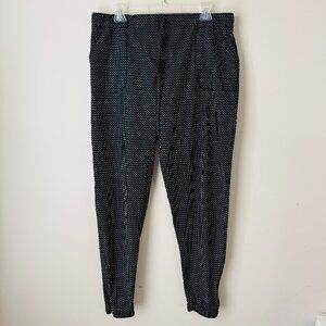 Albion Pull On Joggers Womens L Tall Long Black White Line Dot Nylon Blend 8781